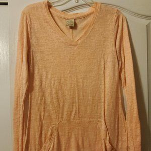#434 Balance Collection Distressed/Burnout Peach Longsleeve T-shirt Size Small